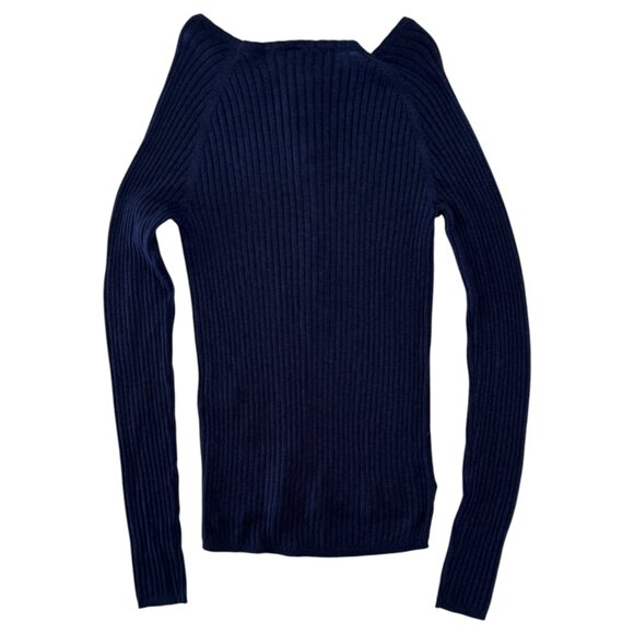MARMAR COPENHAGEN - LIGHT KNIT TURTLE NECK TOP - 5% CASHMERE - DEEP BLUE - NWT - Picture 2 of 4